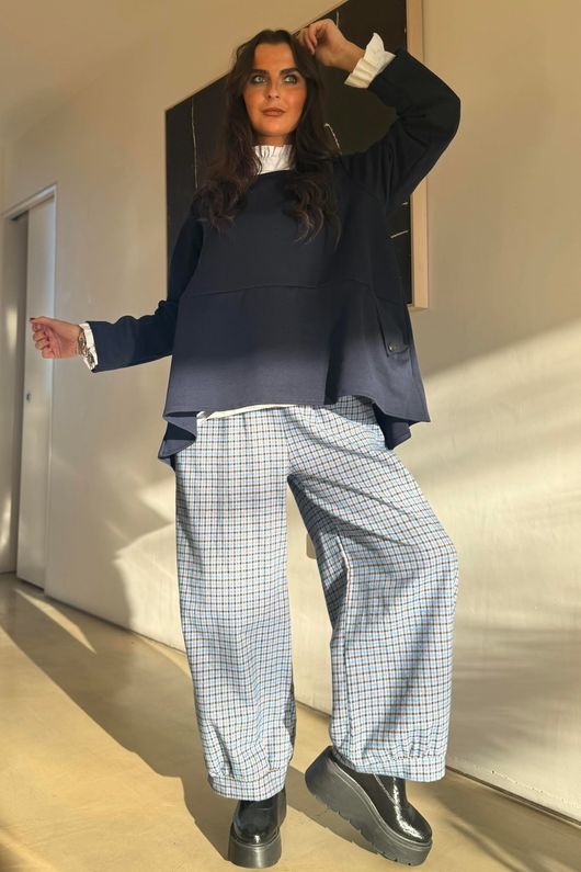 Sola Smart Tech Split Back Peplum Top Navy